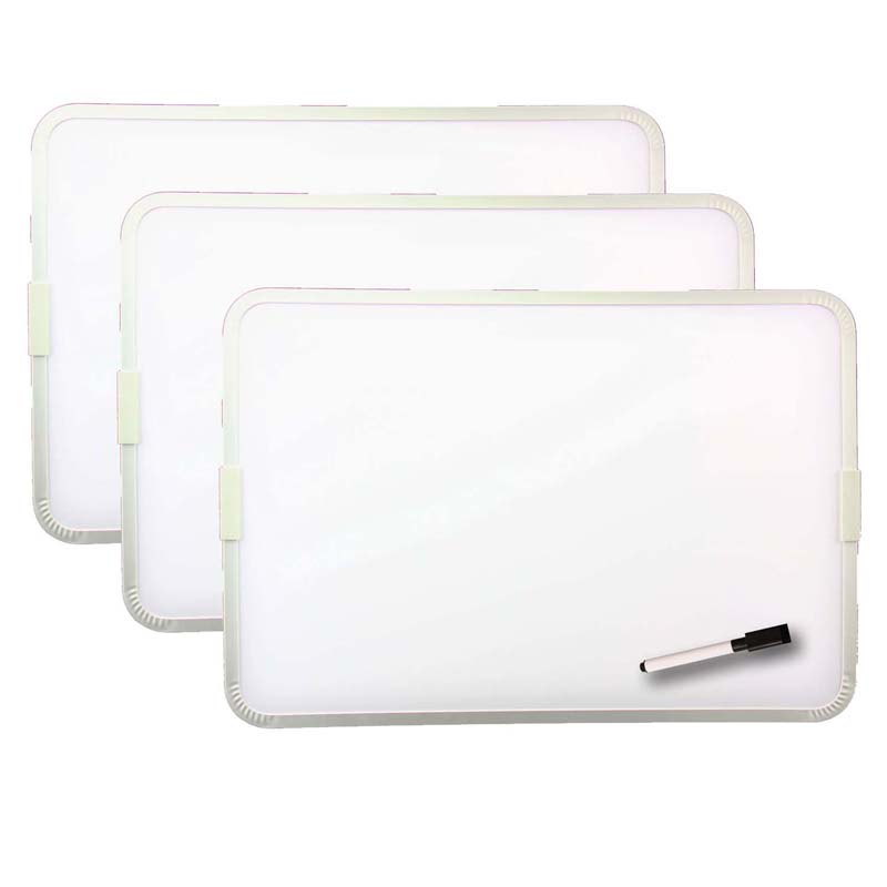 Two-Sided Aluminum Framed, Magnetic Dry Erase Board w/Pen, 9" x 12", Pack of 3