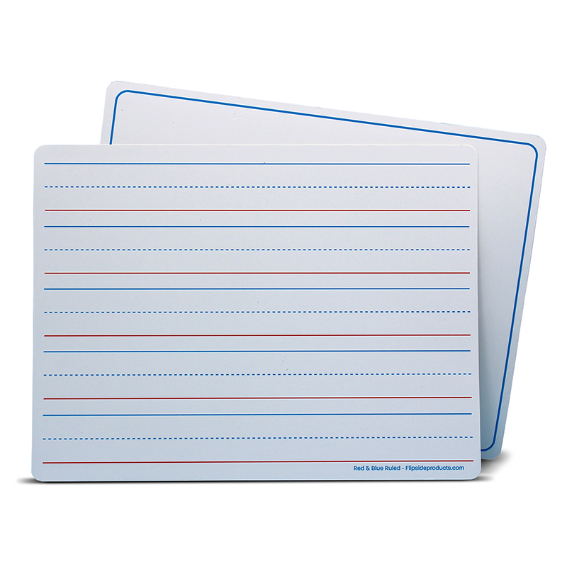 Dry Erase Learning Mat, Two-Sided Red & Blue Ruled/Plain, 9" x 12", Pack of 12