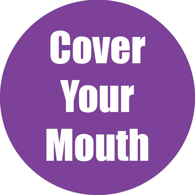 Cover Your Mouth Anti-Slip Floor Sticker, Purple, 11", Pack of 5