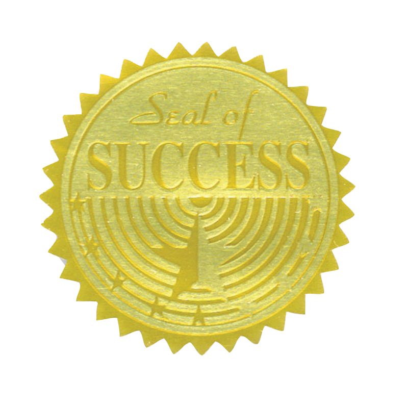 Gold Foil Embossed Seals, Seal of Success, Pack of 54