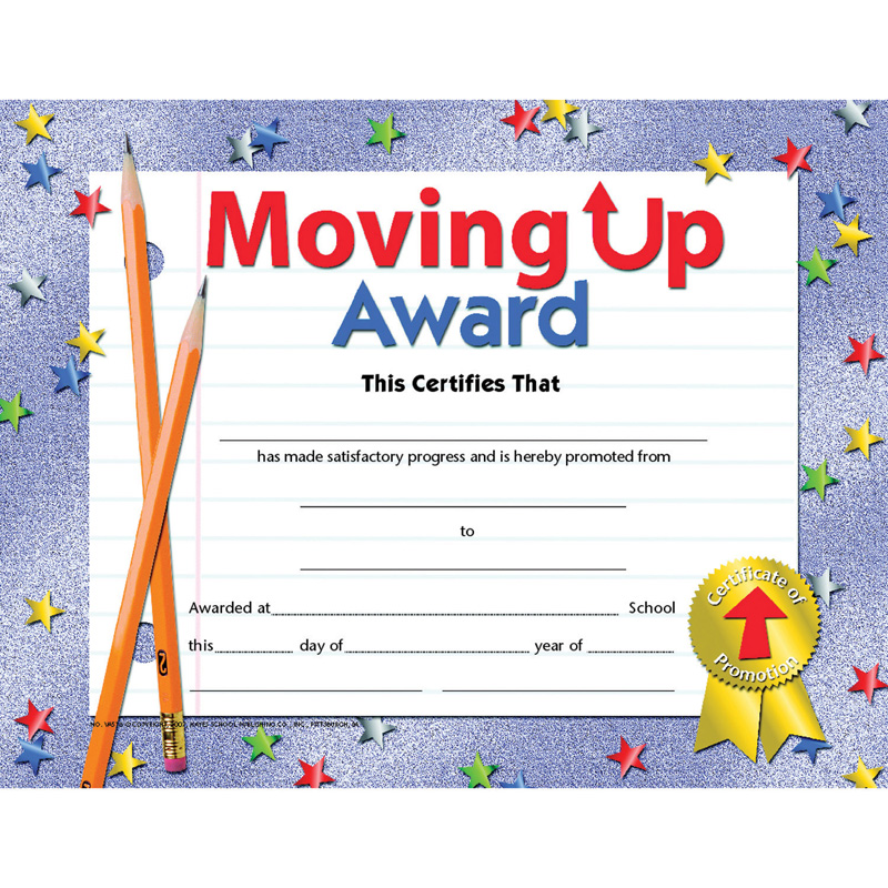 Moving Up Award Certificate, 8.5" x 11", Pack of 30