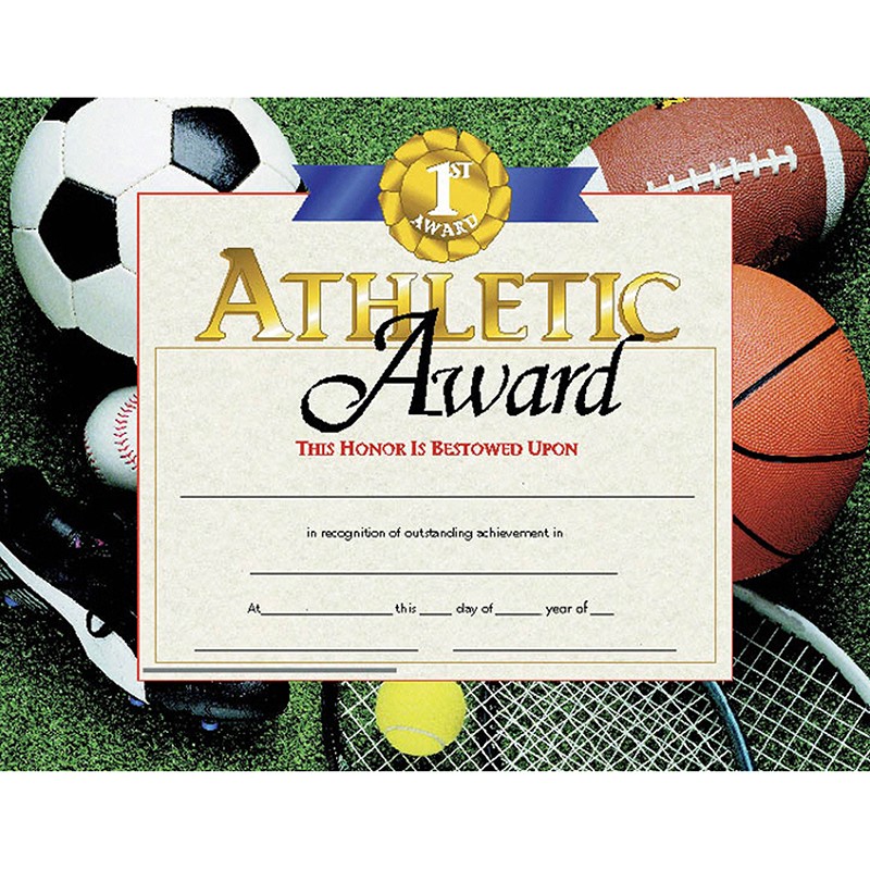 Athletic Award Certificate, 8.5" x 11", Pack of 30