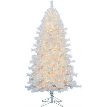 Fraser Hill Farm 6.5' Frosted Valley Tree, 8-Function Clr LED Light,EZ