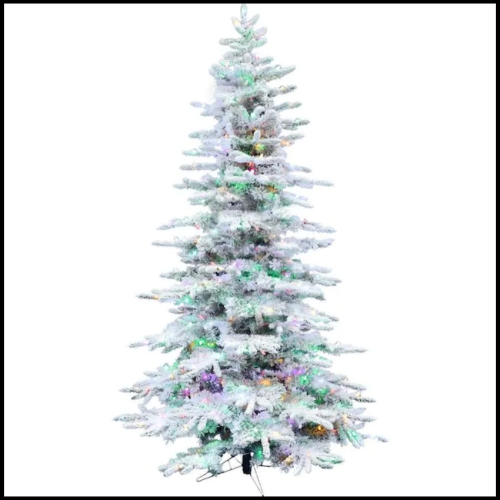FHF 12.0' Mountain Pine Snow Tree, 8F Dual Color Lights, EZ Connect