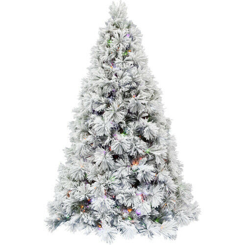 FHF 7.5' Sugar Hill Snowy Pine with Pinecones, 8F Dual Lights