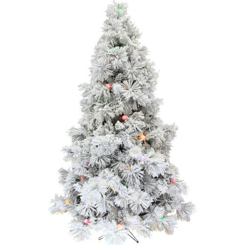 FHF 6.5' Snowy Pine Christmas Tree with Multi G40 LED Lights