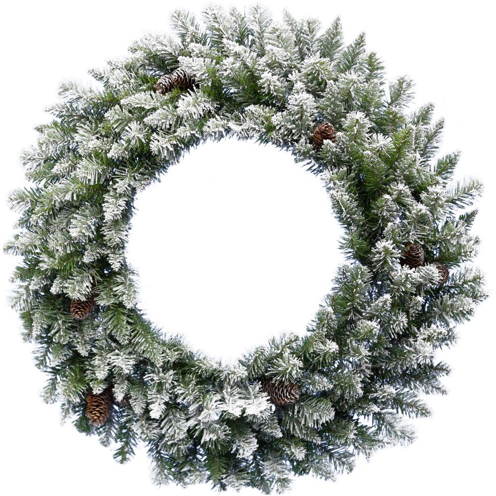 FHF 36" Frosted Wreath with Pinecone - No Light