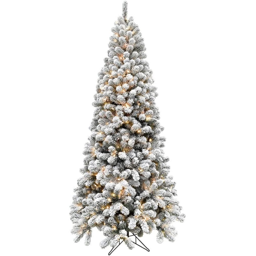 FHF 10' Alaskan Flocked Christmas Tree - 8F Warm White LED, EZ Connect