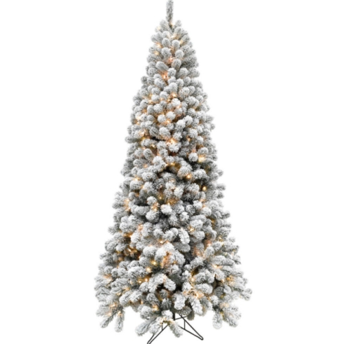 FHF 12' Alaskan Flocked Christmas Tree - 8F Warm White LED, EZ Connect