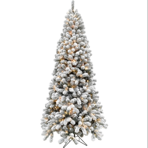 FHF 9.0' Alaskan Flocked Christmas Tree - Clear Smart Lights, EZ Connect