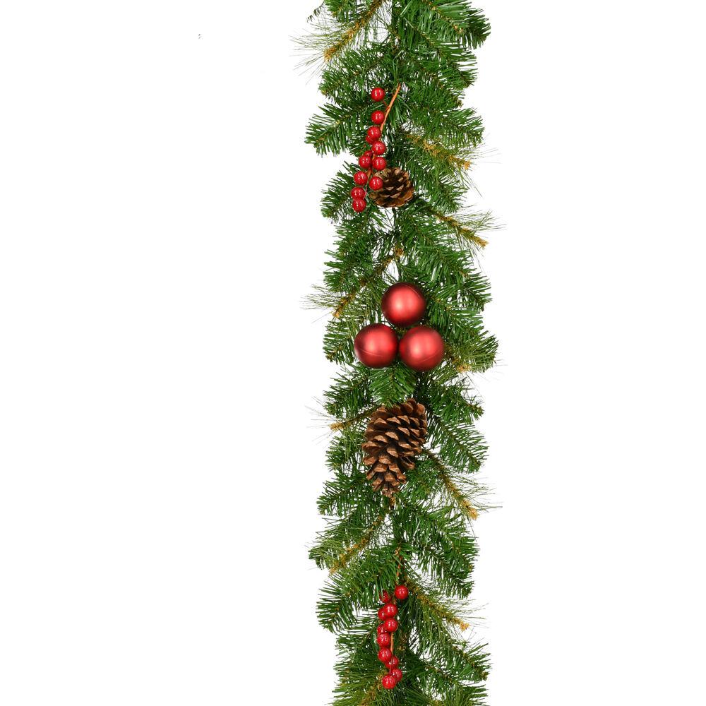 FHF Joyful 9' Garland w/ Berries, Pinecones, and Ornaments