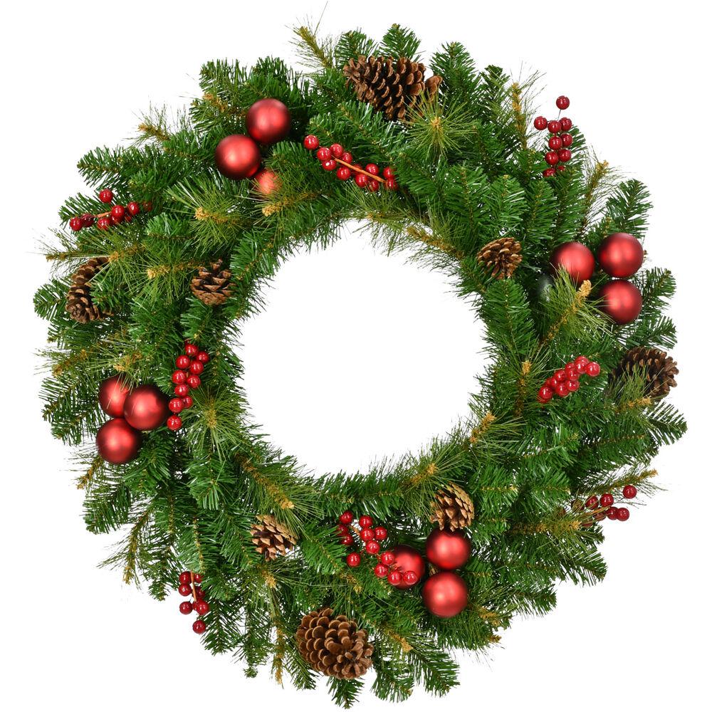 FHF Joyful 30" Wreath w/ Berries, Pinecones, and Ornaments