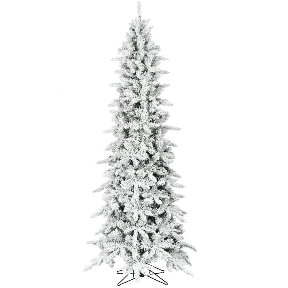 FHF 9.0' Slim Mountain Pine Flocked Christmas Tree, No Lights