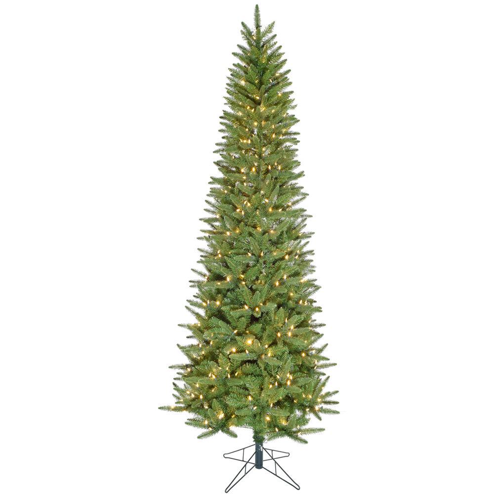 FHF 7.5' Winter Falls Slim Christmas Tree, 8F Warm White LED, Remote, EZ
