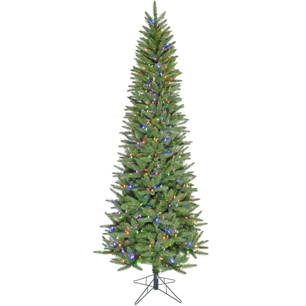 FHF 7.5' Winter Falls Slim Christmas Tree, 8F Dual LED, Remote, EZ