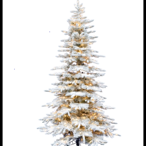 FHF 6.5' Pine Valley Snow Flocked Tree, Clear Smart Lights, EZ Connect