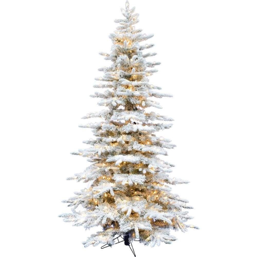 FHF 9.0' Pine Valley Snow Flocked Tree, WW LED Lights, EZ Connect