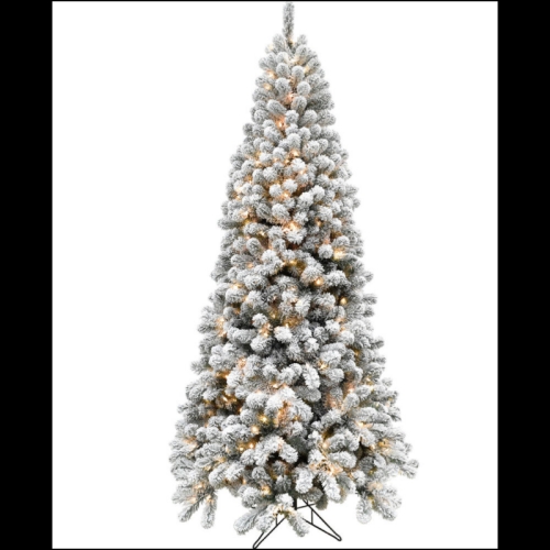 FHF 6.5' Silverton Fir Snowy Christmas Tree - 8F Clr LED Light, EZ Cnnt