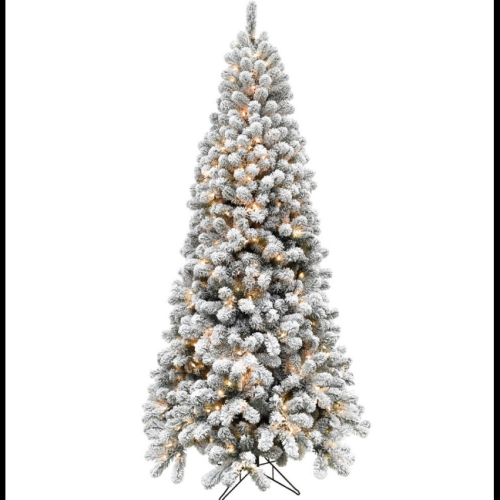 FHF 7.5' Silverton Fir Snowy Christmas Tree - Clr Smt Light, EZ Connect