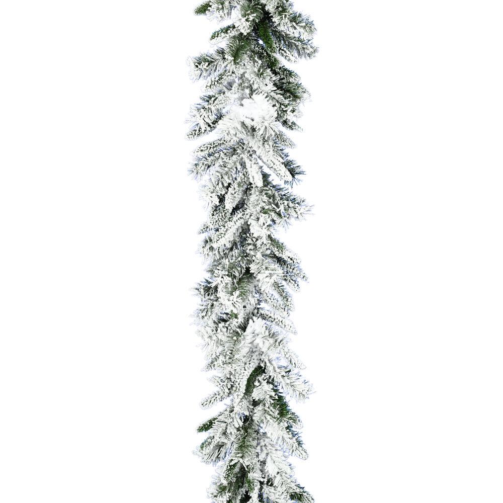 FHF 9-Ft Mountain Pine Flocked Garland, No Lights