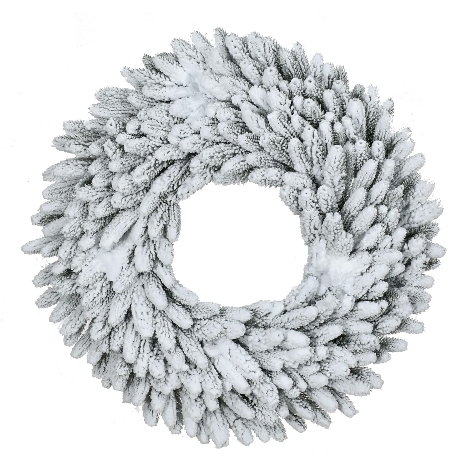 FHF 24" Icy Frost Snow Flocked Wreath, No Lights