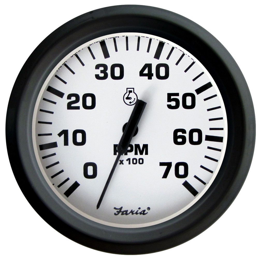 Faria Euro White 4" Tachometer - 7,000 RPM (Gas - All Outboards)