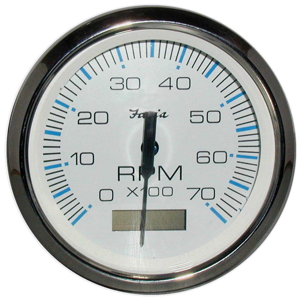 Faria Chesapeake White SS 4" Tachometer w/Hourmeter - 7,000 RPM (Gas - Outboard)