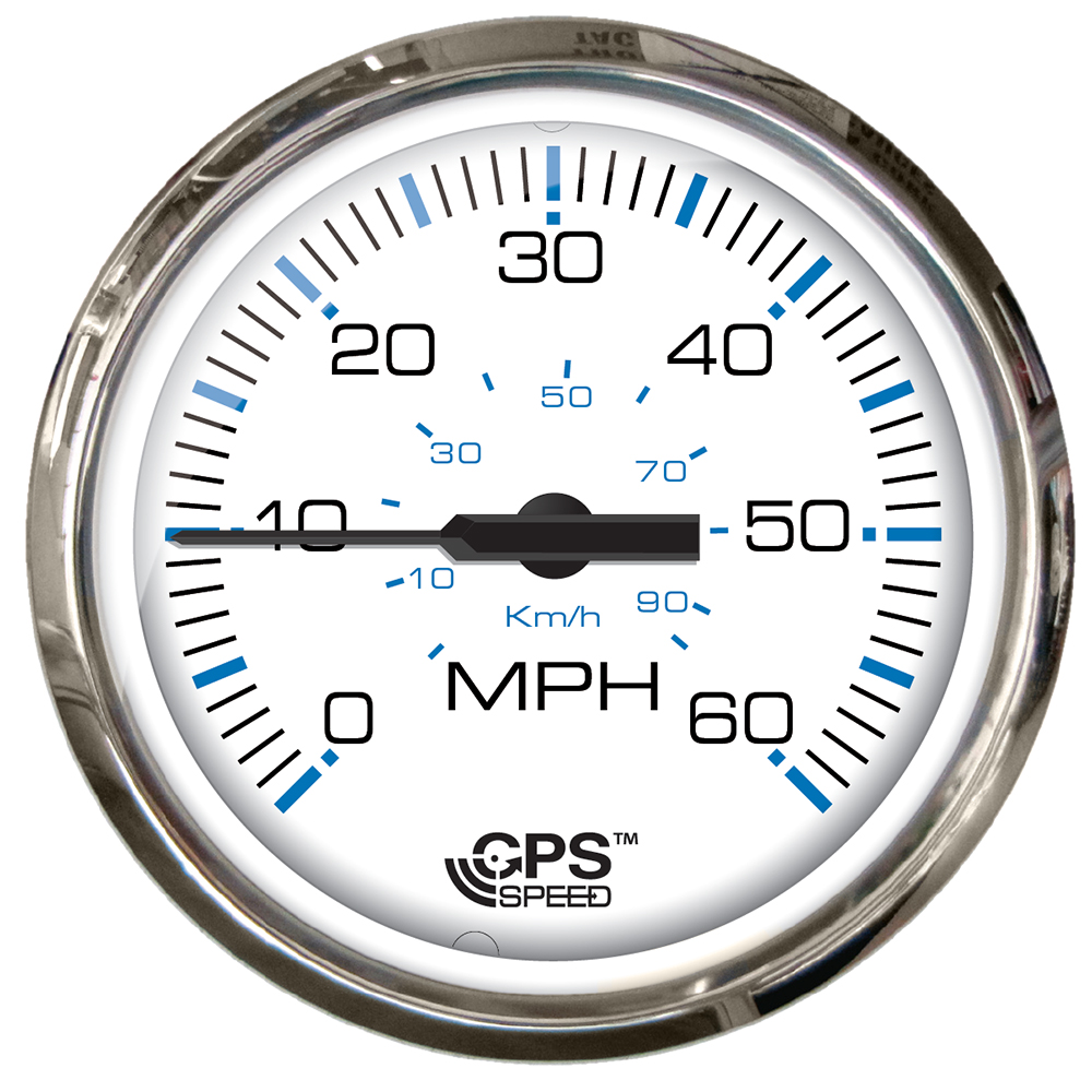 Faria 4" Chesepeake White SS Studded Speedometer - 60MPH (GPS)
