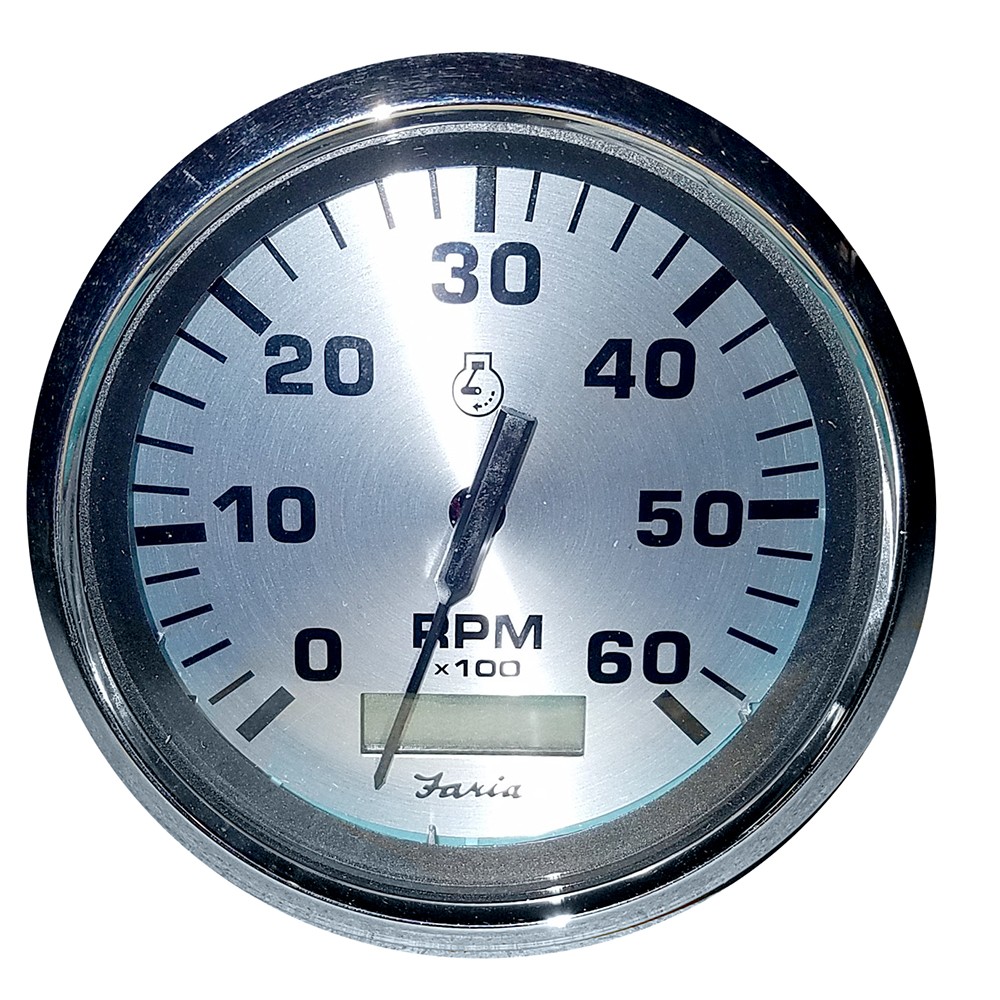 Faria 4" Spun Silver Tachometer w/Hourmeter 6000 RPM - Gas - Inboard