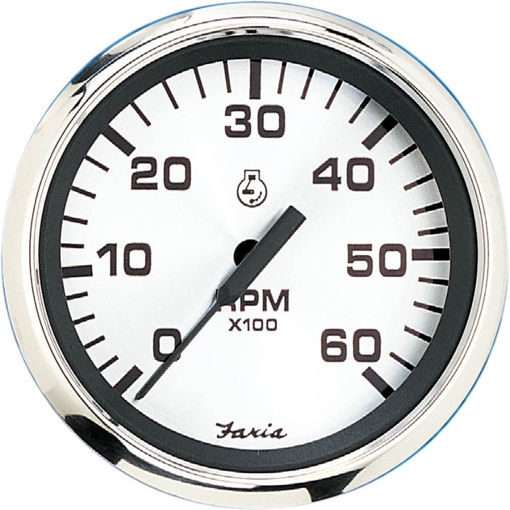 Faria 4" Tachometer (6000 RPM) Gas (Inboard & I/O) - Spun Silver