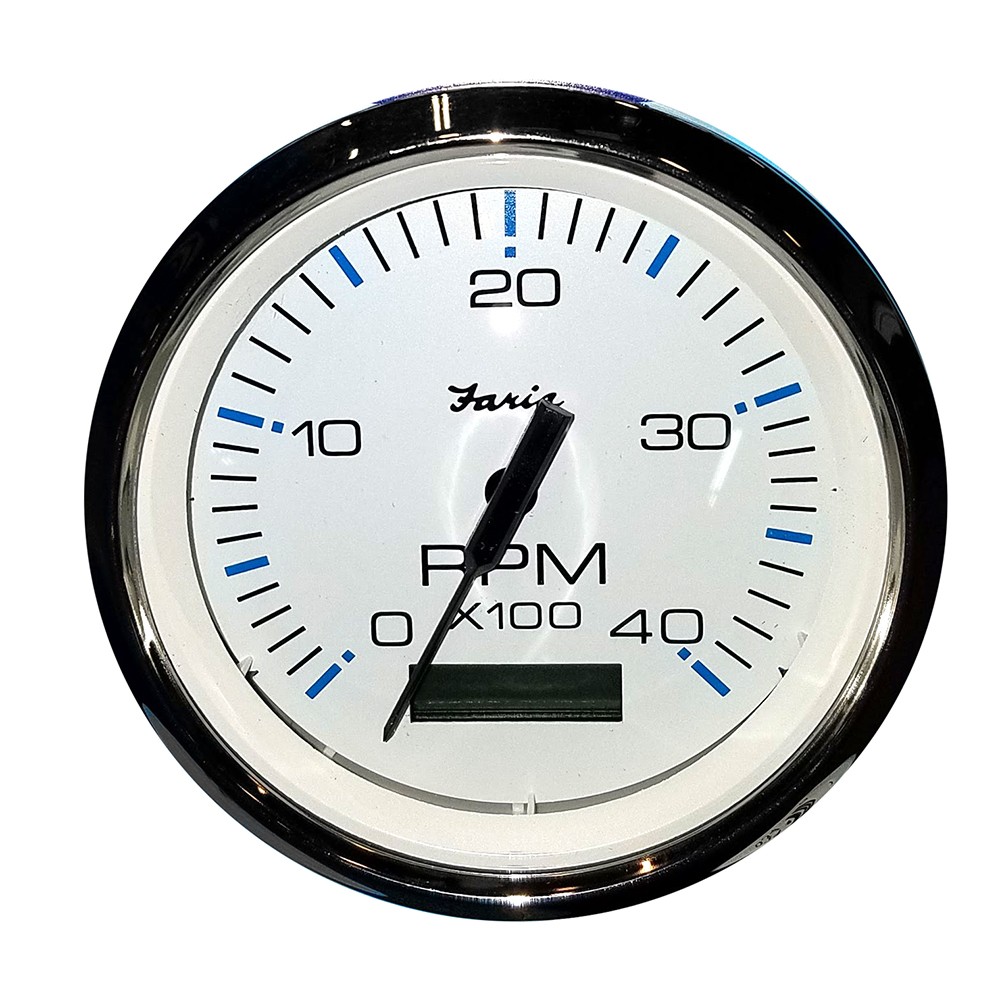 Faria 4" Tachometer w/Hourmeter (4000 RPM) (Diesel) Mech. Takeoff & Var. Ratio Alt