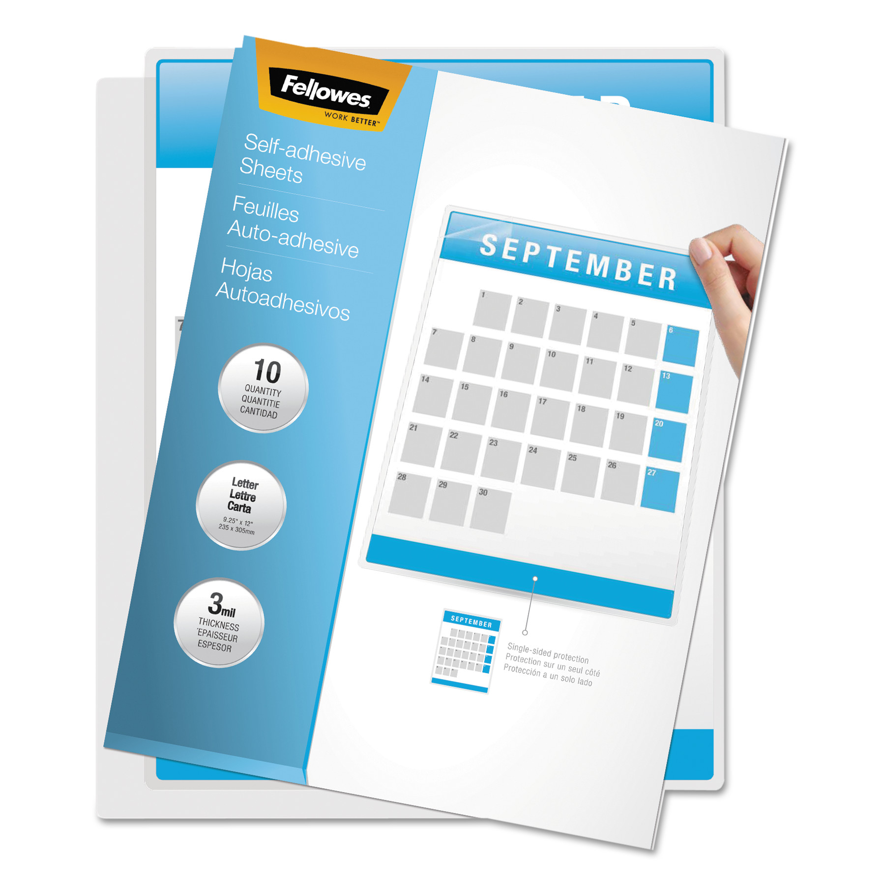 Fellowes Self Adhesive Laminating Sheets - Sheet Size Supported: Letter - Laminating Pouch/Sheet Size: 9.25" Width x 3 mil Thick