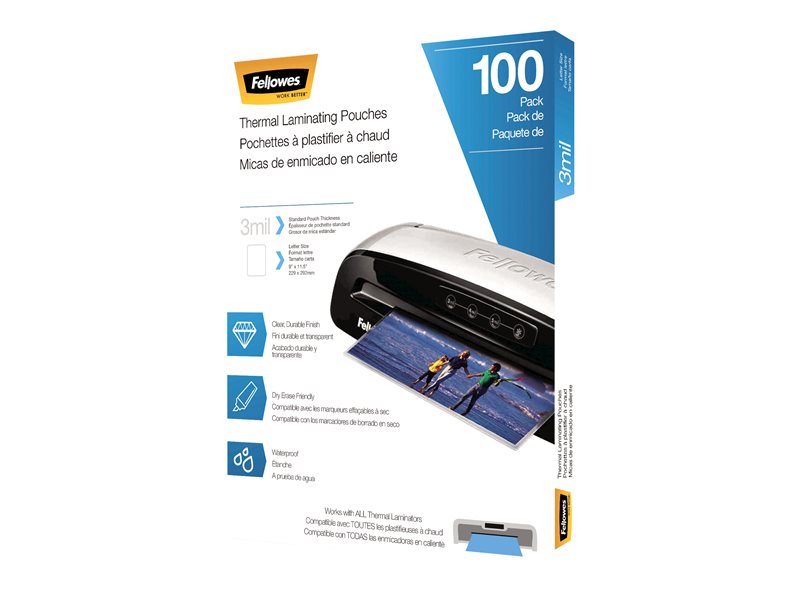 Fellowes Letter-Size Thermal Laminating Pouches - Sheet Size Supported: Letter 8.50" Width x 11" Length - Laminating Pouch/Sheet