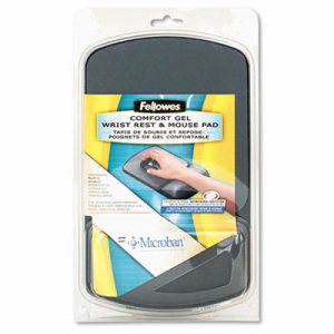 Fellowes Mouse Pad / Wrist Support with Microban Protection - 0.88" x 6.75" x 10.13" Dimension - Graphite - Polyester, Gel 