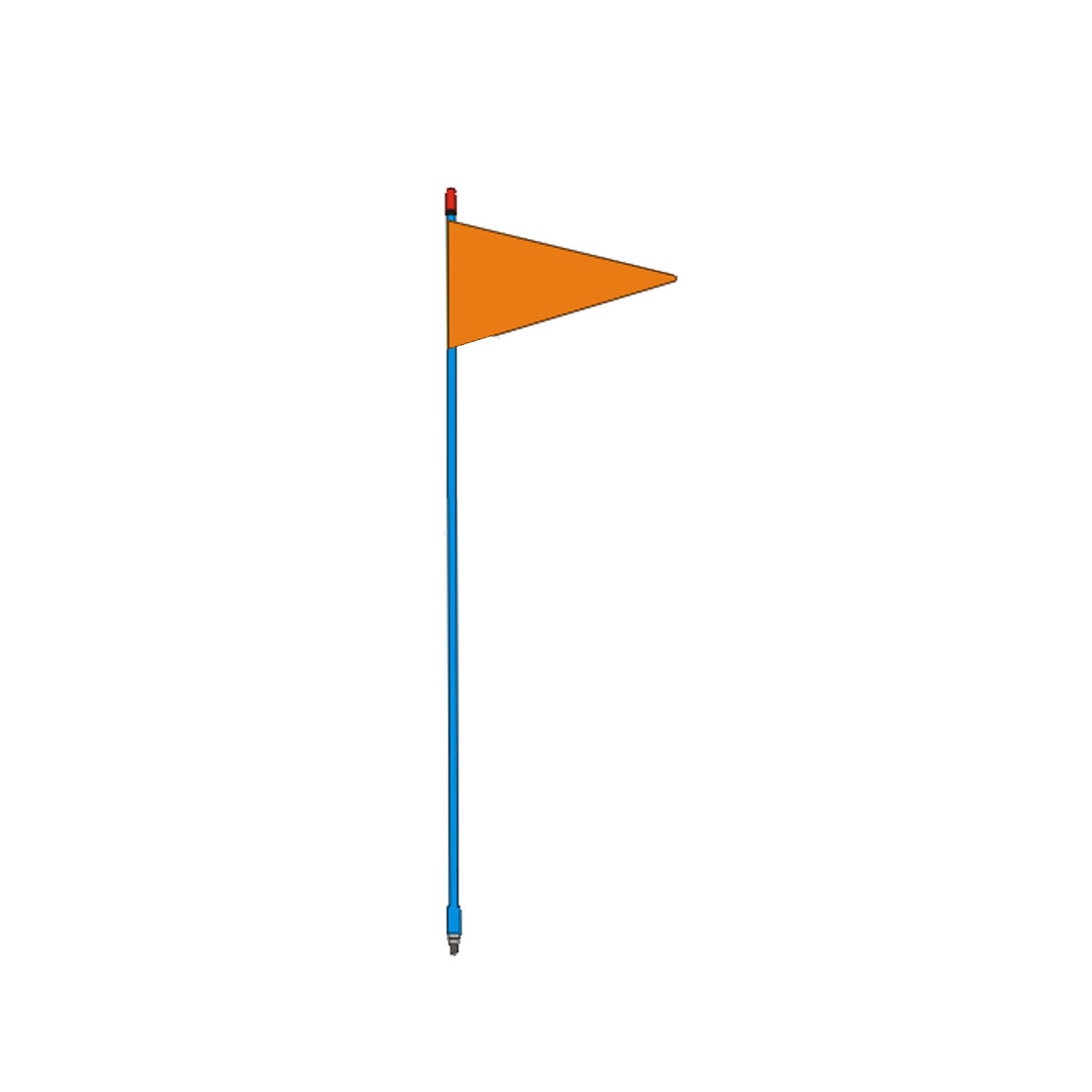 FIRESTIK - F4-BL 4 FOOT BLUE FLAGSTICK WITH ORANGE TRIANGULAR SAFETY FLAG - STANDARD 3/8"-24 BASE THREADS