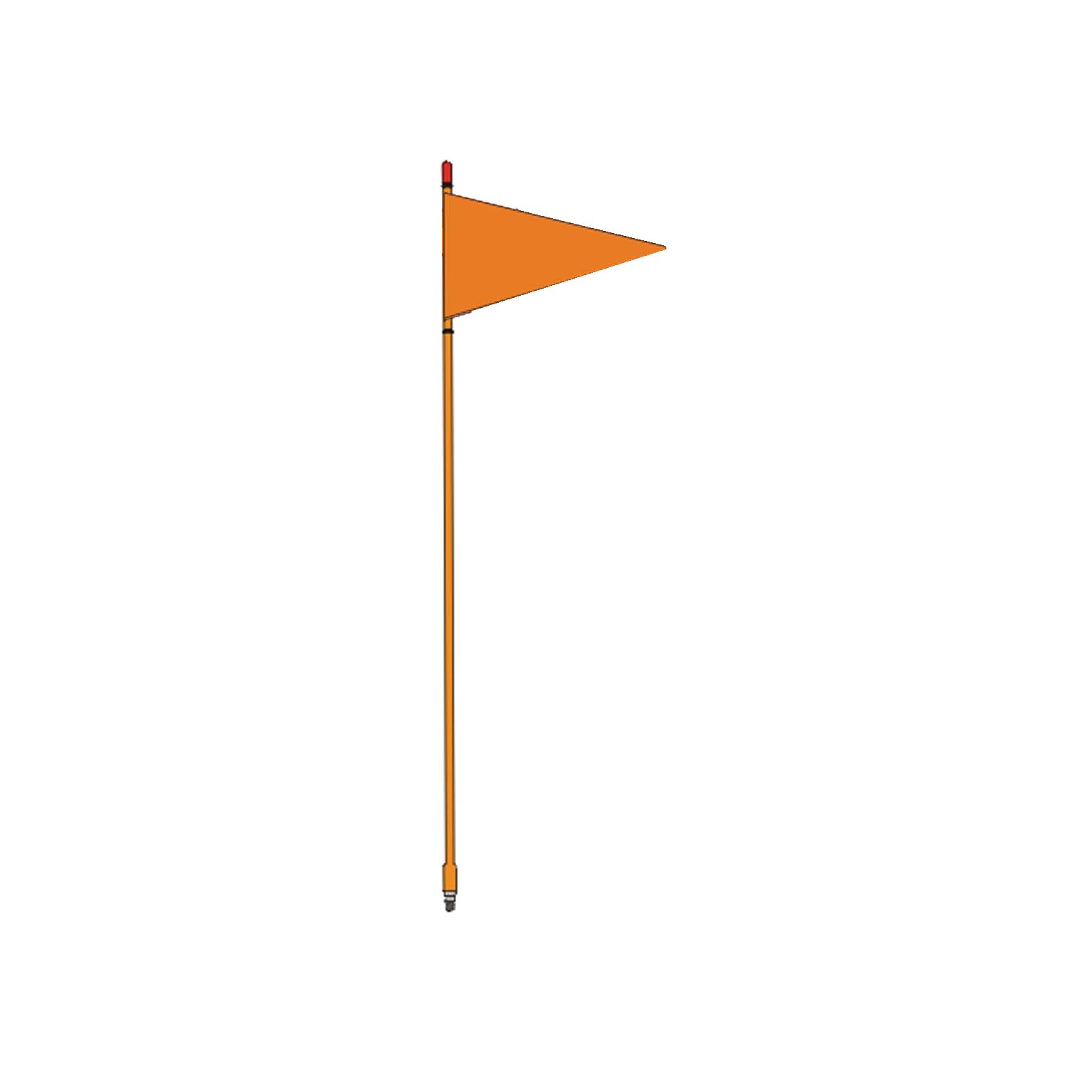 FIRESTIK - F4-G 4 FOOT ORANGE FLAGSTICK WITH ORANGE TRIANGULAR SAFETY FLAG - STANDARD 3/8"-24 BASE THREADS