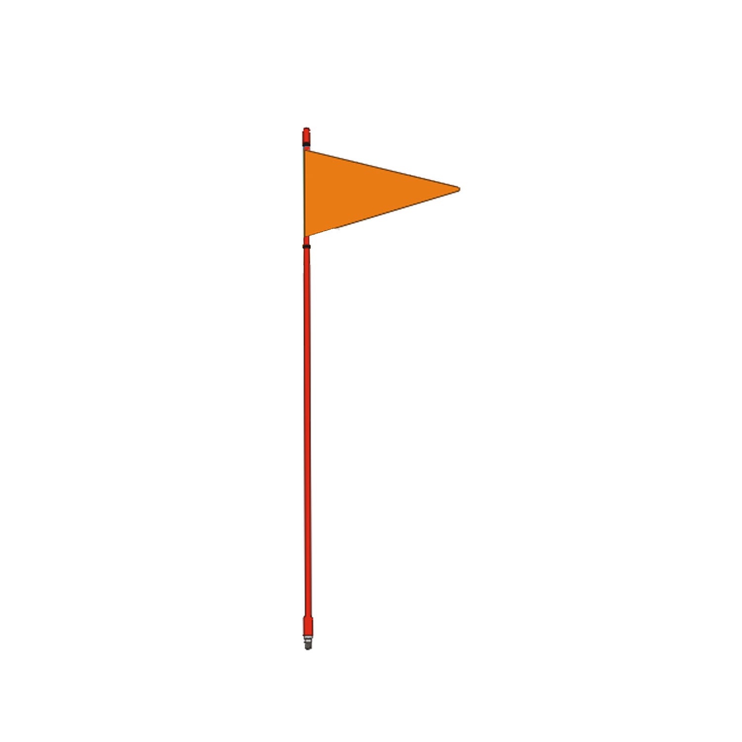 FIRESTIK - F4-G 4 FOOT RED FLAGSTICK WITH ORANGE TRIANGULAR SAFETY FLAG - STANDARD 3/8"-24 BASE THREADS