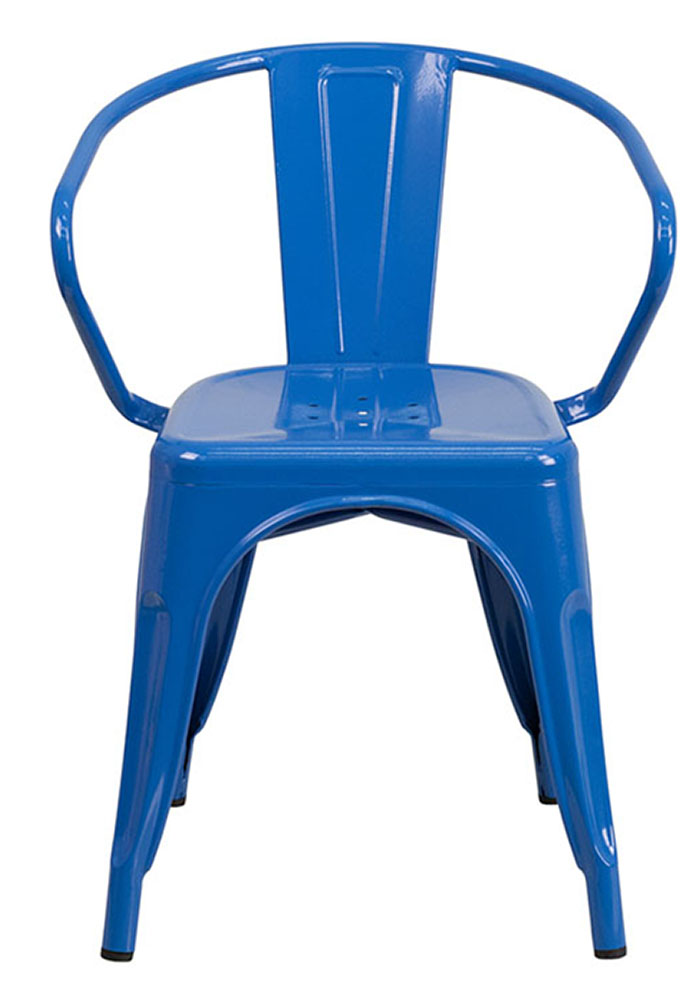 Commercial Grade Blue Metal Indoor-Outdoor Chair with Arms