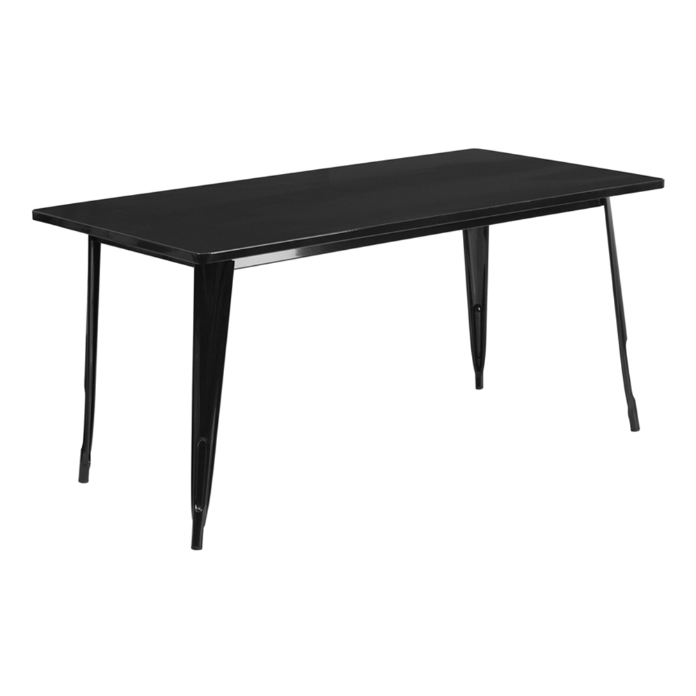 Commercial Grade 31.5" x 63" Rectangular Black Metal Indoor-Outdoor Table