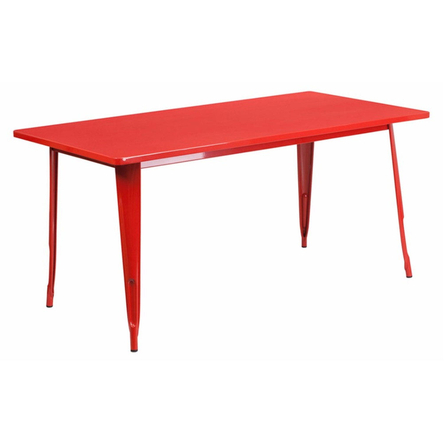 Commercial Grade 31.5" x 63" Rectangular Red Metal Indoor-Outdoor Table