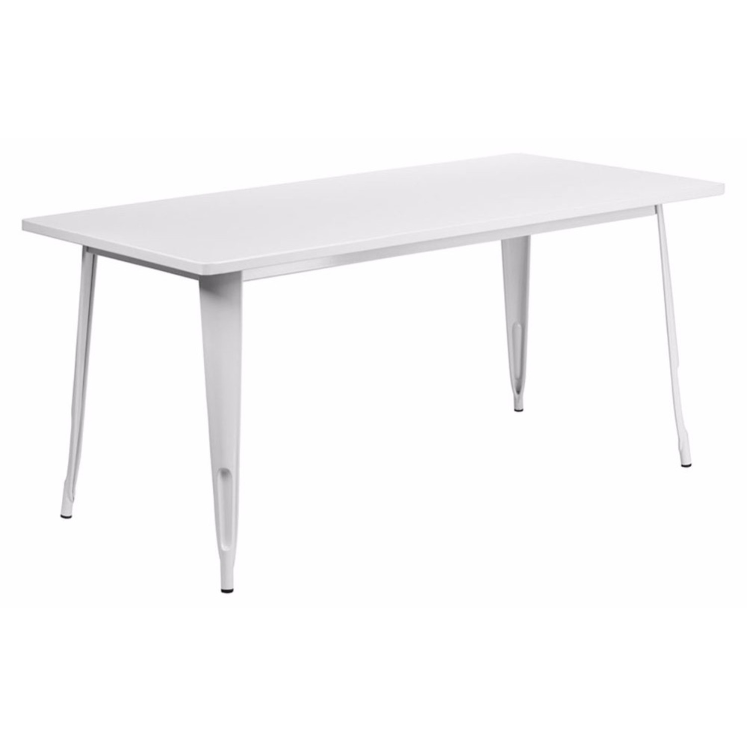 Commercial Grade 31.5" x 63" Rectangular White Metal Indoor-Outdoor Table