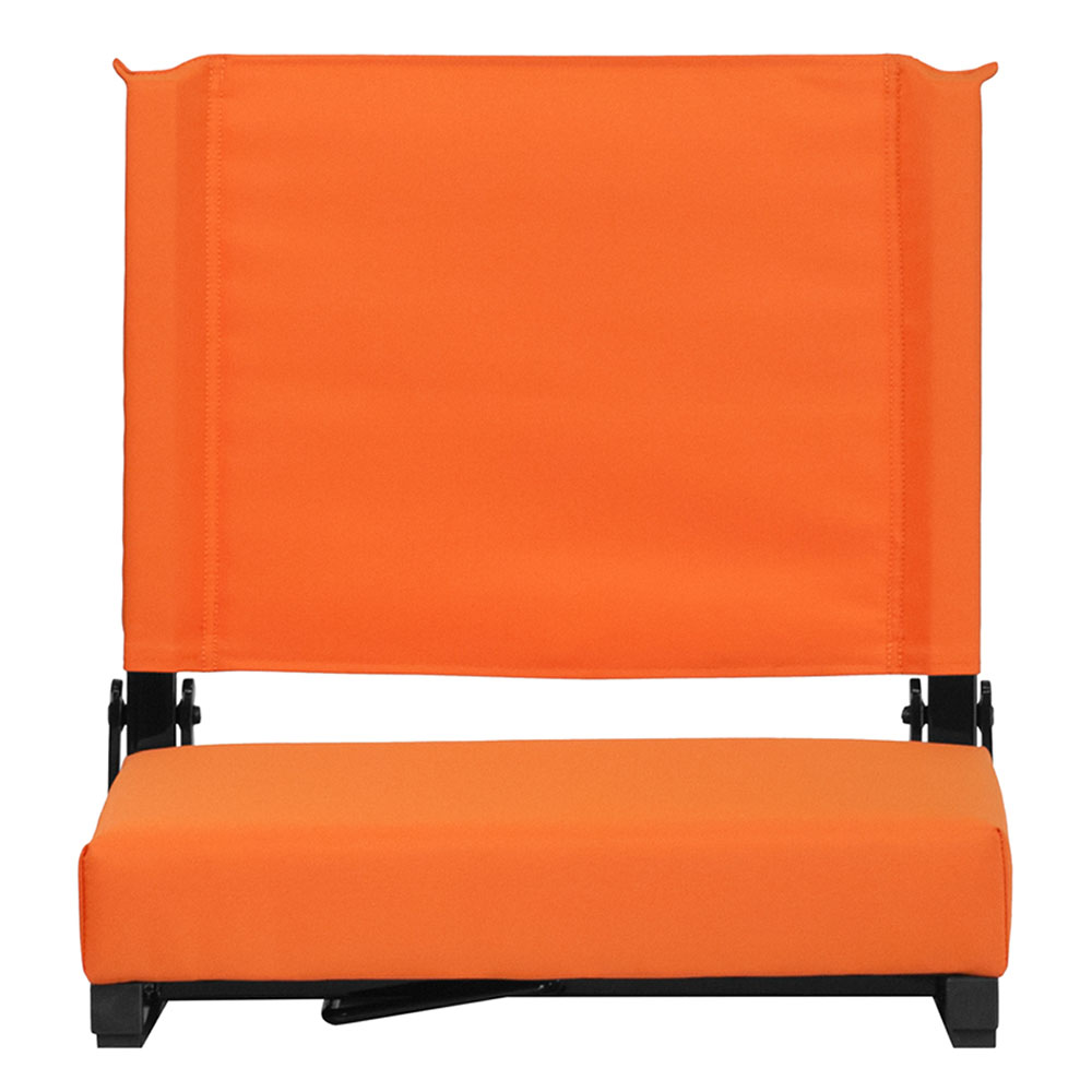 Grandstand Comfort Seats by Flash with 500 LB. Weight Capacity Lightweight Aluminum Frame and Ultra-Padded Seat in Orange