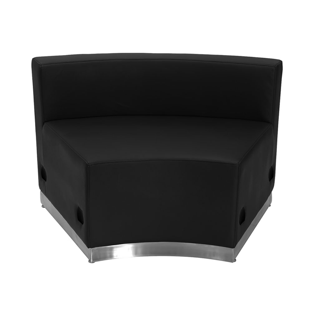 HERCULES Alon Series Black LeatherSoft Concave Chair with Brushed Stainless Steel Base