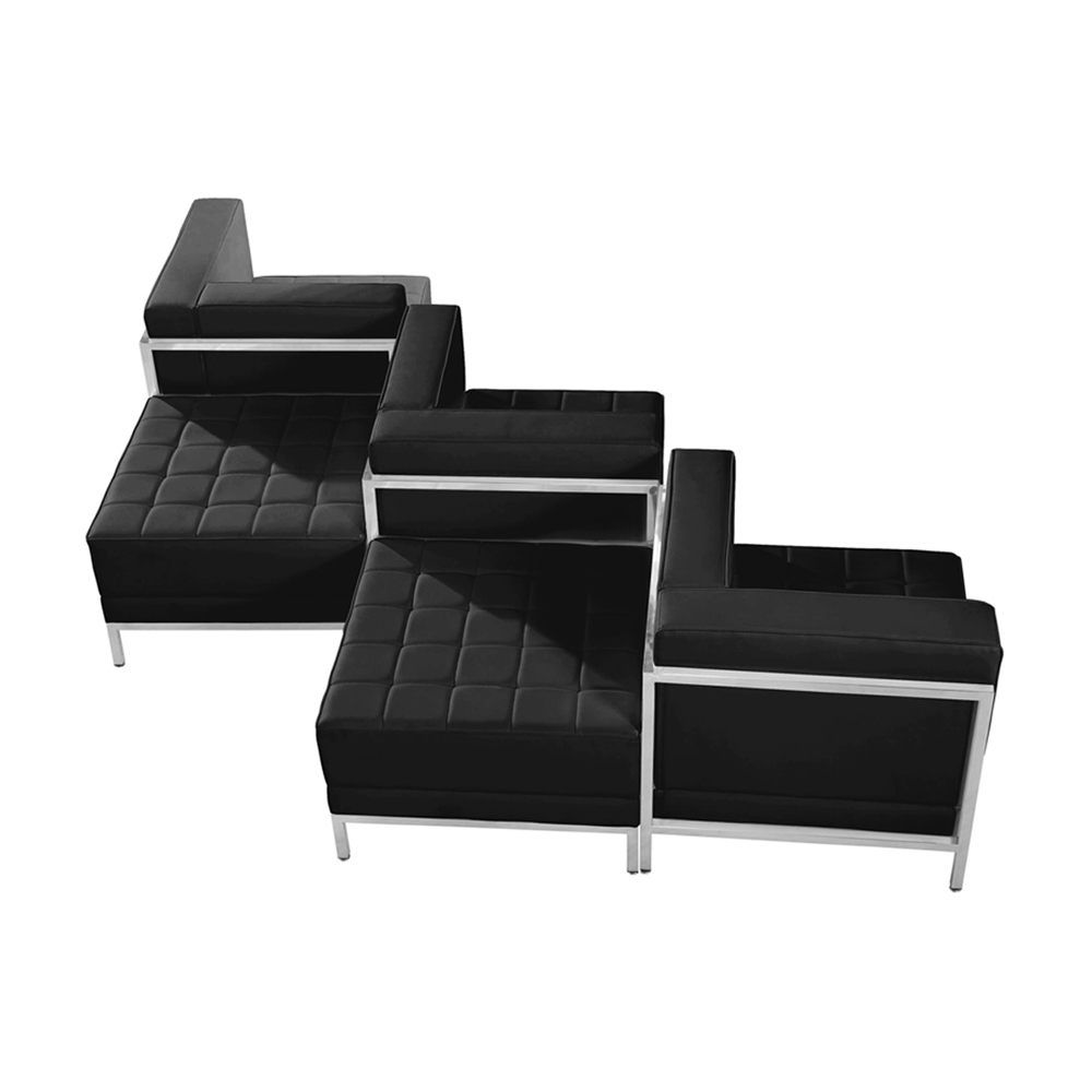 HERCULES Imagination Series Black LeatherSoft 5 Piece Chair & Ottoman Set