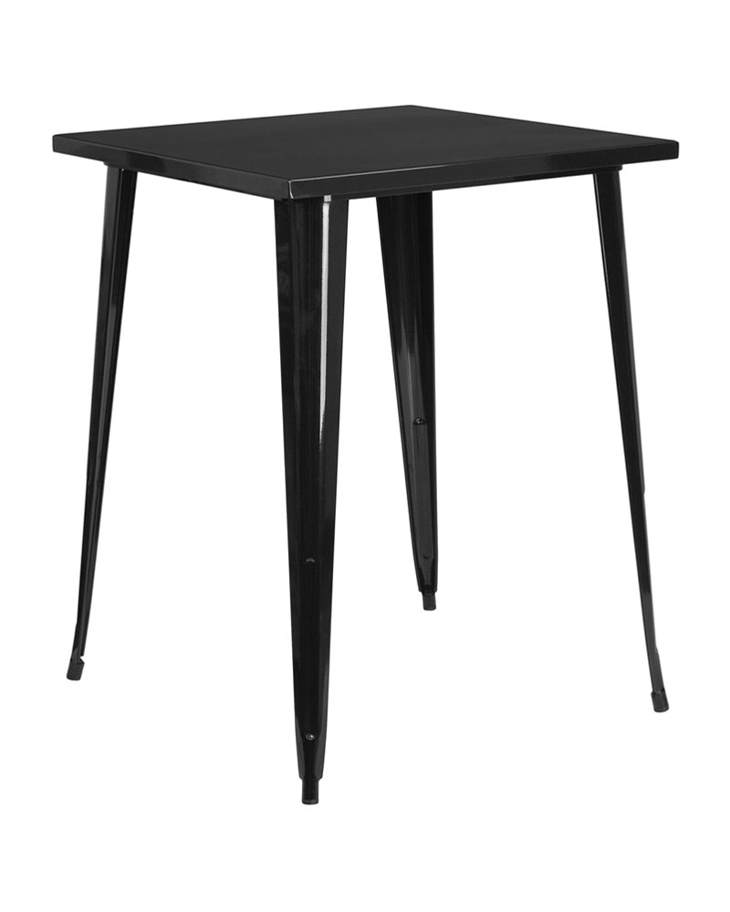 Commercial Grade 31.5" Square Black Metal Indoor-Outdoor Bar Height Table