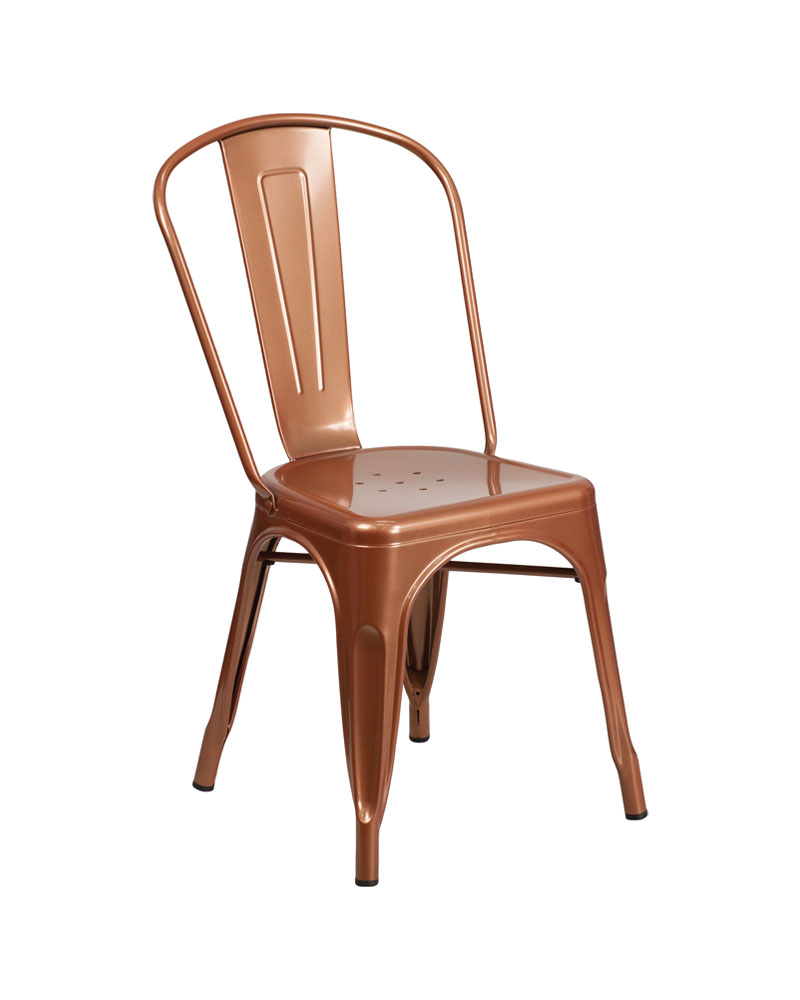 Commercial Grade Copper Metal Indoor-Outdoor Stackable Chair