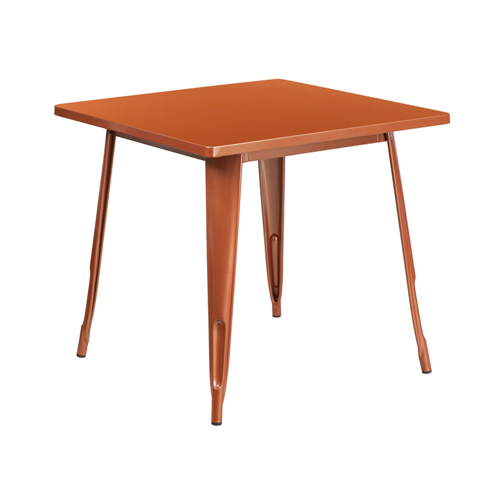 Commercial Grade 31.5" Square Copper Metal Indoor-Outdoor Table