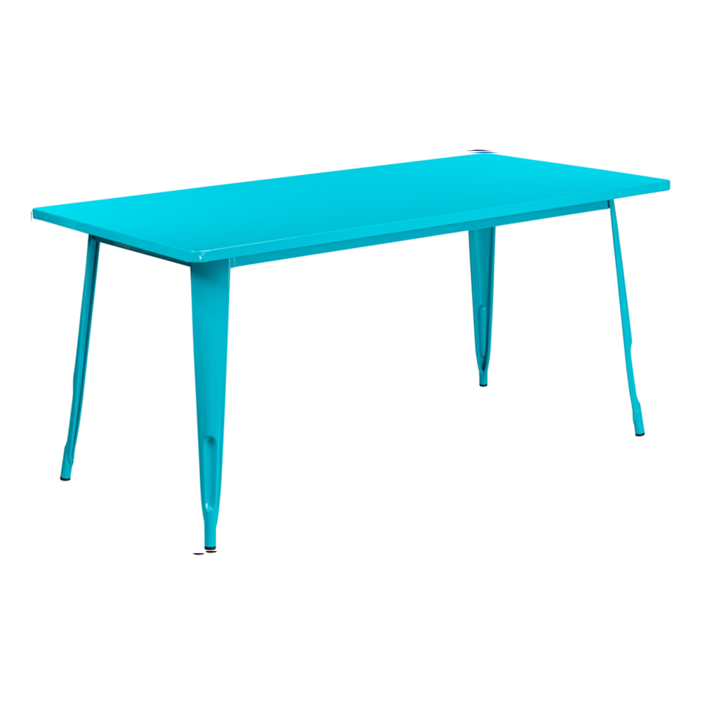 31.5'' x 63'' Rectangular Crystal Teal-Blue Metal Indoor-Outdoor Table