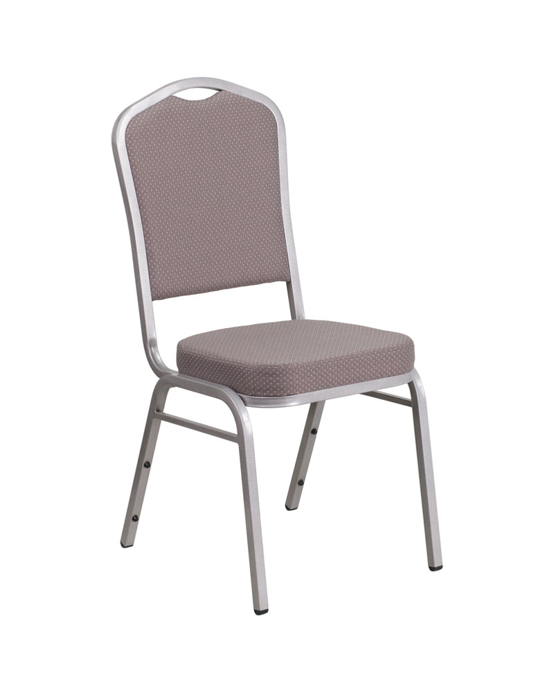 HERCULES Series Crown Back Stacking Banquet Chair in Gray Dot Fabric - Silver Frame