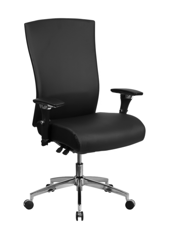 HERCULES Series 24/7 Intensive Use 300 lb. Rated Black LeatherSoft Multifunction Ergonomic Office Chair with Seat Slider